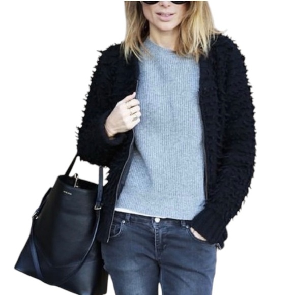 Anine Bing Black Wool Blend Bauble 3D Textured Zipper Front Jacket Coat Womens S - Picture 3 of 16